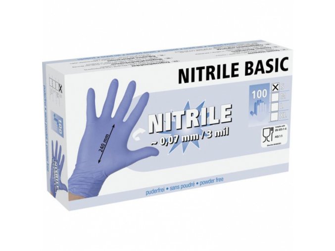 NITRILE BASIC Blu M Nitrilové rukavice pro vícenásobné použití 100ks modré - velikost Medium