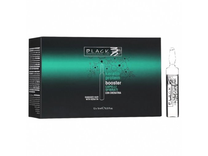 BLACK Keratin Protein Booster 12x10ml - regenerační sérum na poškozené vlasy