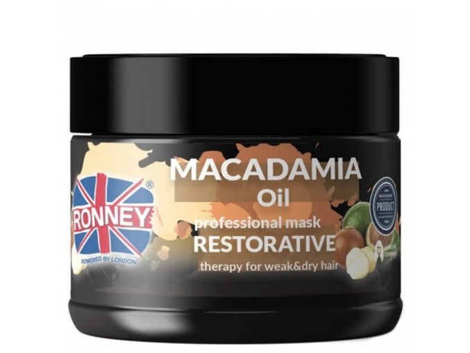 RONNEY Macadamia Oil Mask 300ml - regenerační maska pro slabé a suché vlasy