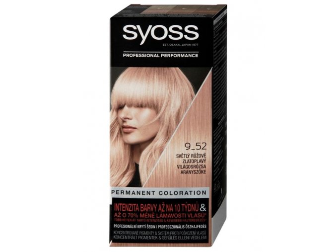 SYOSS Professional Permanentní barva na vlasy - Světle růžově zlatoplavý 9-52