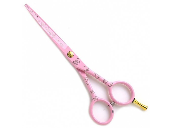 PRO FEEL JAPAN YS-3-55 Pink Butterfly profesionální kadeřnické nůžky na vlasy 5,5' - růžové