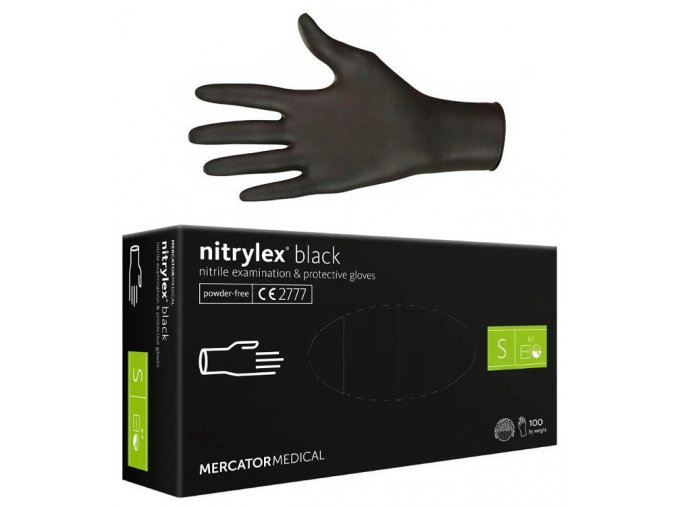 MERCATOR Nitrylex BLACK 100ks S - nitrilové rukavice pro vícenásobné použití - černé