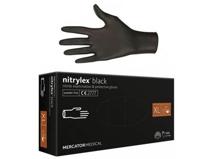 MERCATOR Nitrylex BLACK 100ks XL - nitrilové rukavice pro vícenásobné použití - černé