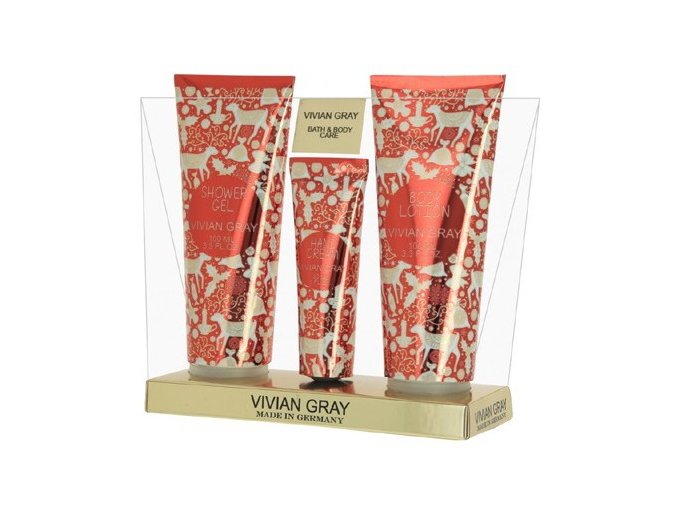 VIVIAN GRAY CHRISMAS Red Set - Shower Gel 100ml + Body Lotion 100ml + Hand Cream 30ml