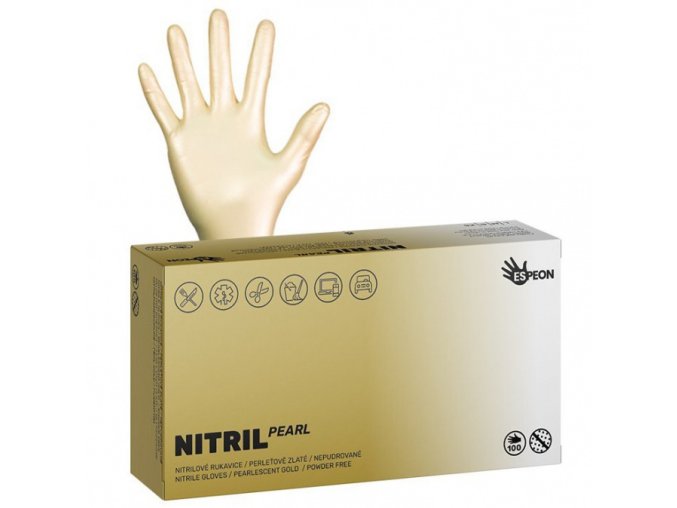 ESPEON Nitril Sparkle GOLD 100ks L - nitrilové rukavice pro vícenásobné použití - zlaté