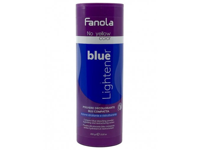 FANOLA No Yellow Blue Lightener 450g - modrý odbarvovací prášek s anti-oranžovým účinkem