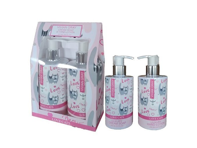VIVIAN GRAY LOVE CATS Crema Soap + Hand Lotion 2x250ml - tekuté mýdlo + mléko na ruce