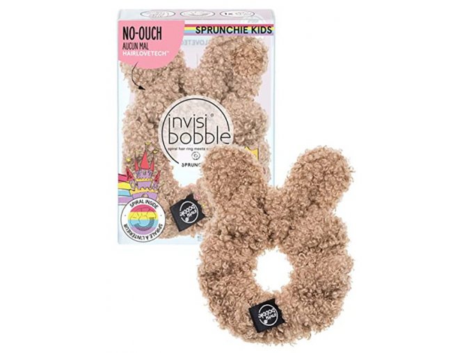 INVISIBOBBLE Kids SPRUNCHIE Teddy - Plyšová dětská ozdobná gumička s oušky - hnědá