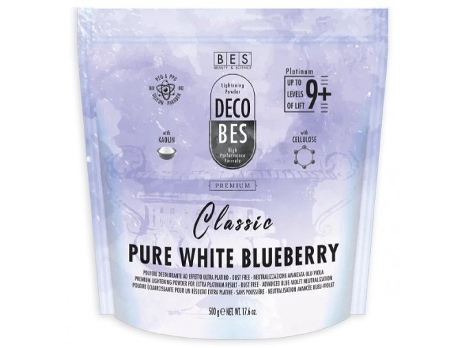 BES Decobes Pure White Blueberry 9+ Platinum 500g - melír s extra platin efektem