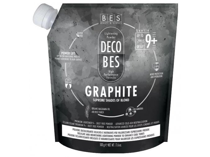 BES Decobes Graphite 9+ Gentle 500g - melír pro intenzivní popelavě studenou blond