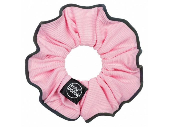 INVISIBOBBLE SPRUNCHIE Pink Mantra - Látková gumička do vlasů - růžová s černým okrajem