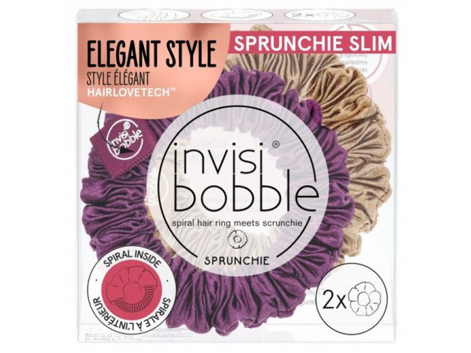 INVISIBOBBLE SPRUNCHIE SLIM The Snuggle is Real 2ks - Látkové gumičky do vlasů - bronzová a vínová