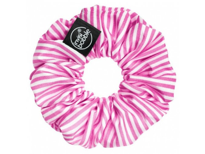 INVISIBOBBLE SPRUNCHIE Stripes Up - Látková gumička do vlasů - růžovo bílá