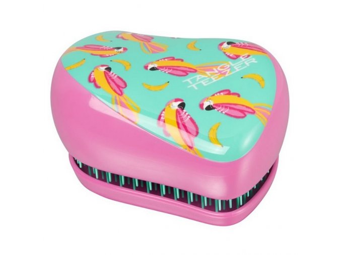 TANGLE TEEZER Compact Paradise Bird - kompaktní kartáč na rozčesávání vlasů - růžový s ptáčky