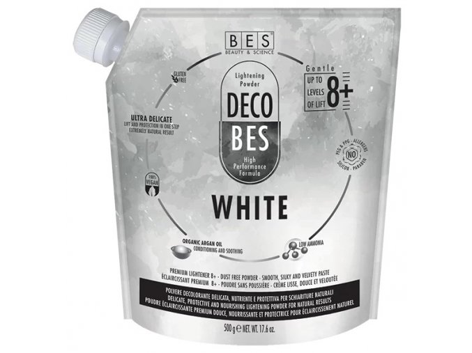 BES Decobes White 8+ Gentle 500g - bílý melírovací prášek pro šetrné odbarvení vlasů