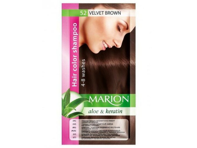 MARION Hair Color Shampoo 52 Velvet Brown - barevný tónovací šampon 40ml - sametově hnědá
