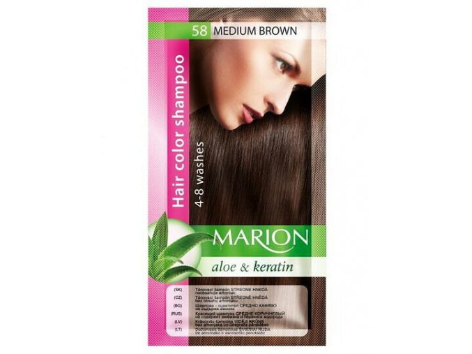 MARION Hair Color Shampoo 58 Medium Brown - barevný tónovací šampon 40ml - středně hnědá