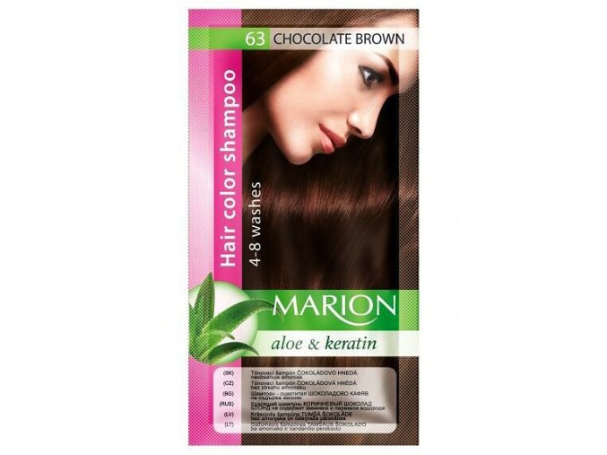 MARION Hair Color Shampoo 63 Chocolate Brown - barevný tónovací šampon 40ml - čokoládově hnědá