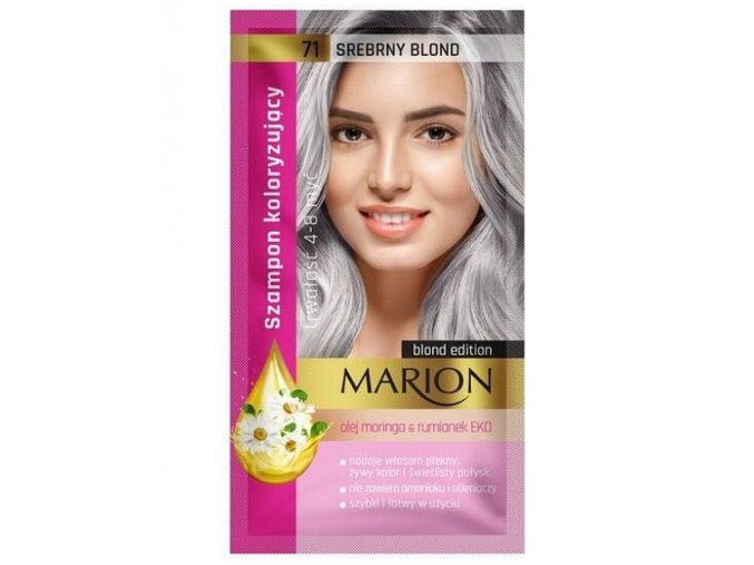 MARION Hair Color Shampoo 71 Srebrny Blond - barevný tónovací šampon 40ml - stříbrná blond