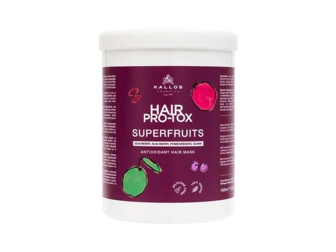 KALLOS Superfruits Pro-Tox Hair Mask 1000ml - antioxidační maska na poškozené vlasy
