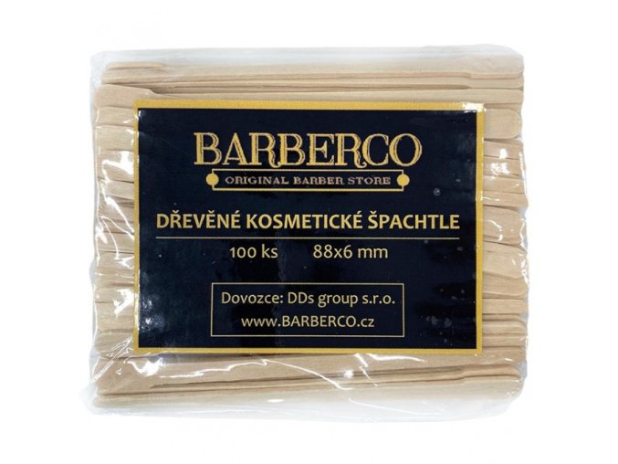 BARBERCO Dřevěné MINI špachtle k nanášení vosku 88x6mm - 100ks