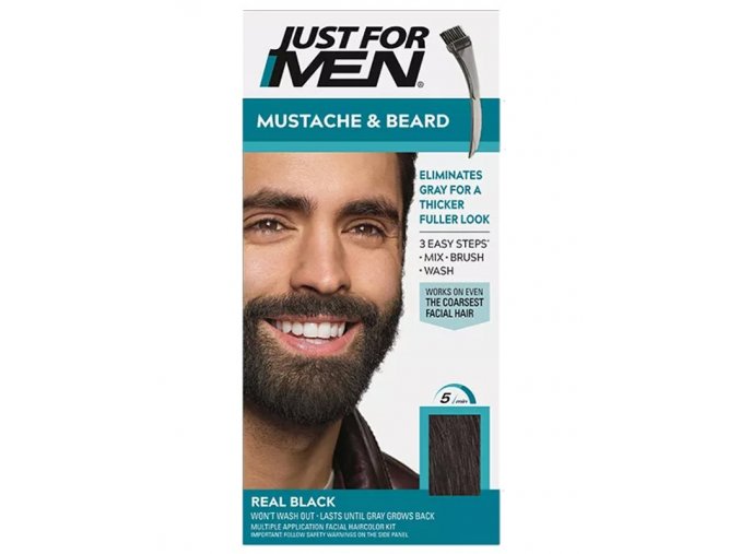 JUST FOR MEN M-55 Mustache And Beard REAL BLACK - barva na vlasy a vousy - černá