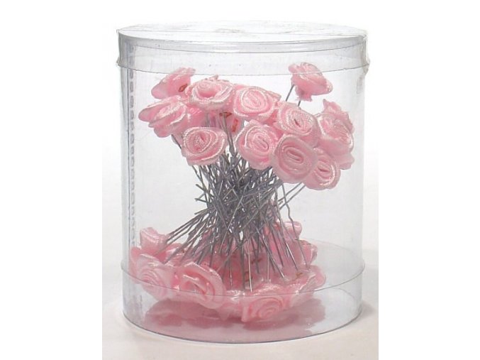 Vlasové ozdoby Vlásenky s růžičkou 50ks - růžové