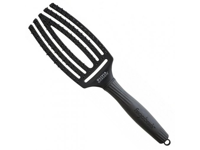 OLIVIA GARDEN FB1PC-DET Fingerbrush Detangler Medium Black - Profi kartáč s nylonovými štětinami