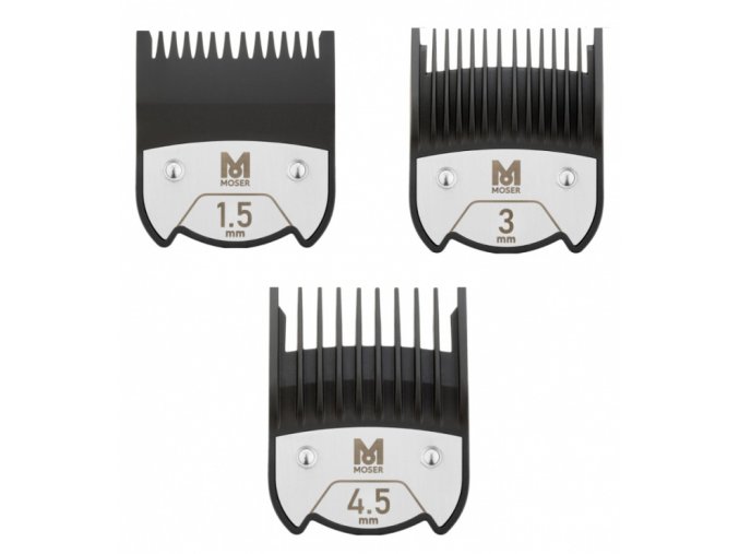 MOSER 1801-7010 Přídavné magnetické hřebeny 1.5mm, 3mm a 4.5mm pro strojky Genio a ChromStyle
