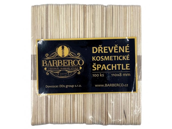 BARBERCO Dřevěné MEDIUM špachtle k nanášení vosku 110x8mm - 100ks