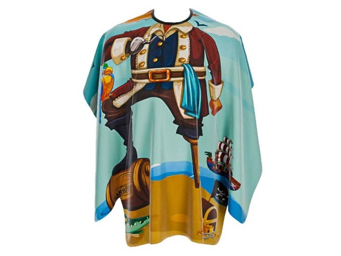 BARBERTIME Pirate Child Cape - dětská barber pláštěnka pirát - modrá