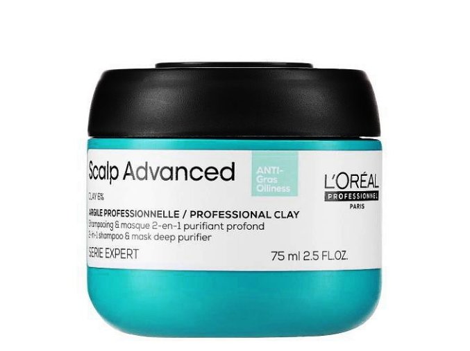 L´ORÉAL Scalp Advanced Anti-Oiliness 2-in-1 Purifier Clay 75ml - maska 2v1 na mastné vlasy