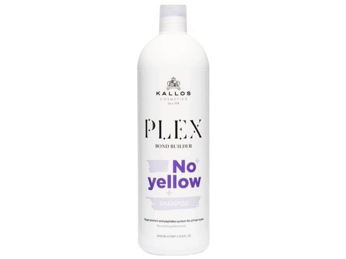 KALLOS Plex Bond No Yellow Shampoo 1000ml - neutralizační šampon proti žlutým tónům blond vlasů