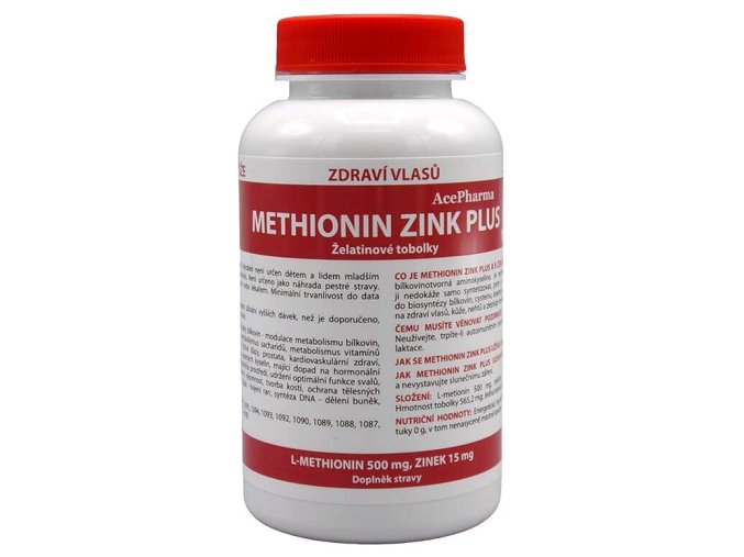 AcePharma METHIONIN ZINK PLUS 100tob. - 3 měsíční kůra pro růst a zdraví vlasů, kůže a nehtů