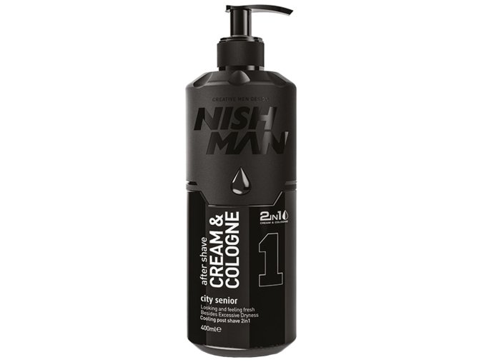 Hydratační krém a kolínská voda 2 v 1 NISH MAN City senior 400 ml
