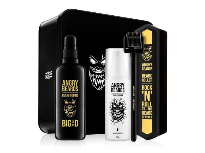 Sada pro růst vousů ANGRY BEARDS - Roller + Doping BIG D