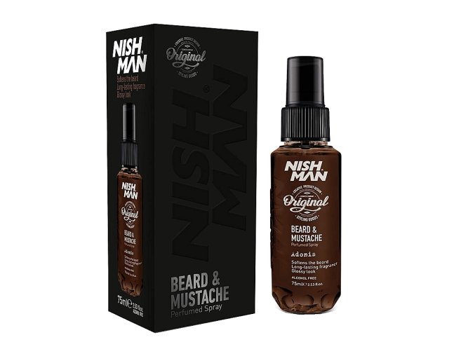 Parfém na vousy NISH MAN Beard & mustache perfumed spray Adonis 75 ml