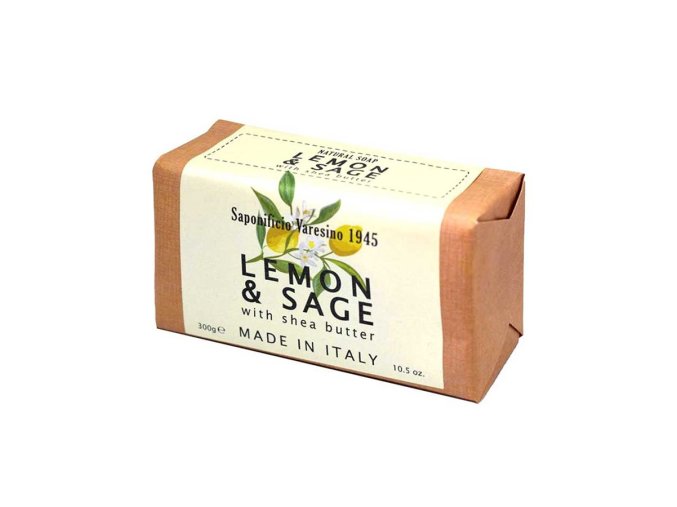 Tuhé mýdlo s bambuckým máslem SAPONIFICIO VARESINO Natural soap Lemon & Sage 300 g