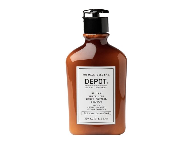 Pánský šampon na mastné vlasy DEPOT No. 107 White clay sebum control shampoo 250 ml
