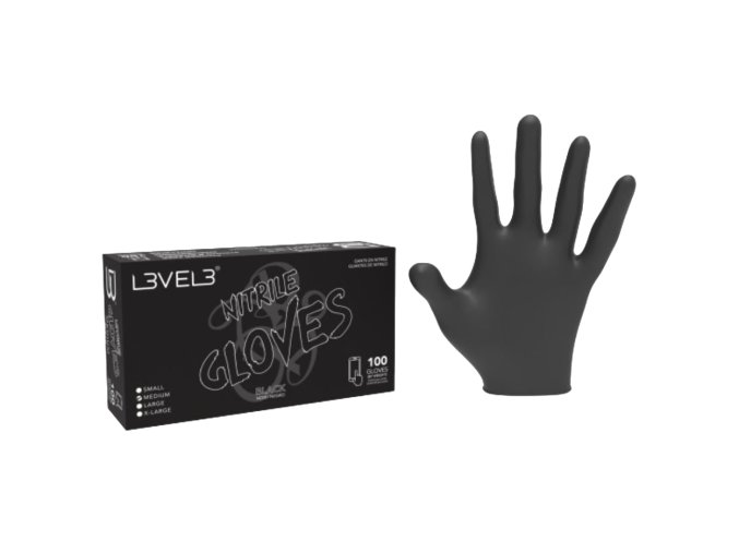 Černé profesionální nitrilové rukavice L3VEL3 Nitrile gloves XL - Black 100ks