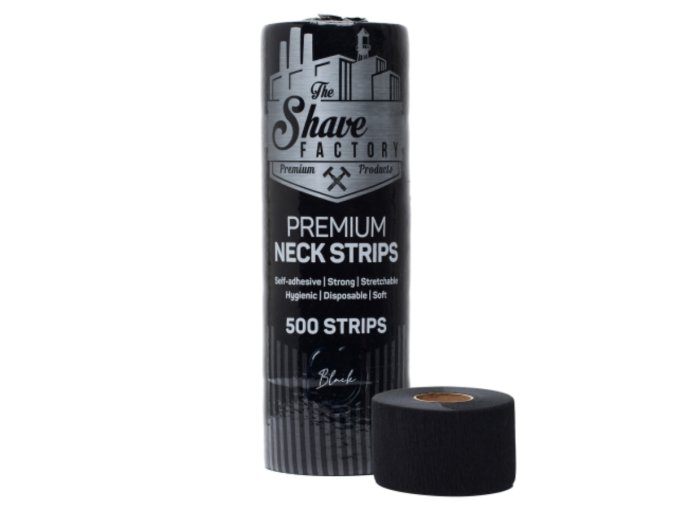 Černé krepové límce THE SHAVE FACTORY Premium neck strips Black 500 ks