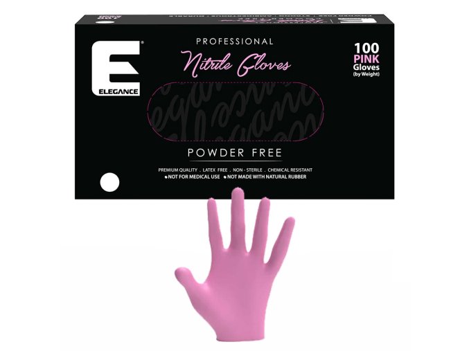 Růžové profesionální nitrilové rukavice ELEGANCE Nitrile gloves L - Pink 100ks