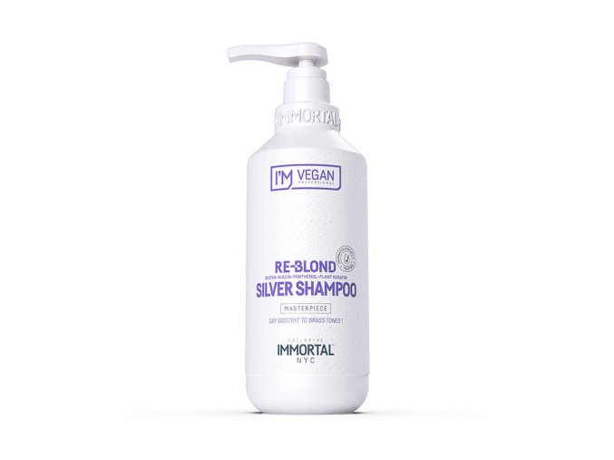 Šampon pro neutralizaci žlutých tónů a pro šedivé vlasy IMMORTAL VEGAN Re-Blond Silver shampoo 500 ml