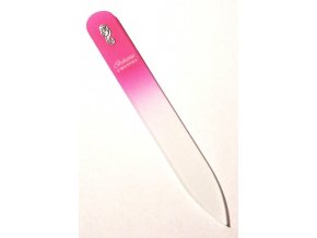 BOHEMIA CRYSTAL Skleněný pilník na nehty s potiskem - 90mm - růžový