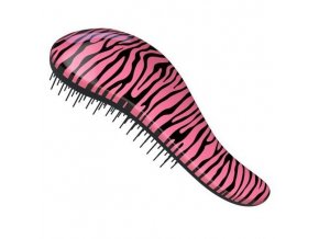 DTANGLER Rozčesávací kartáč na vlasy s rukojetí  - zebra růžová
