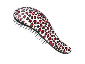 DTANGLER Rozčesávací kartáč na vlasy s rukojetí  - leopard červený
