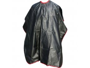 SALON KOMPLET Kadeřnická pláštěnka barvicí černá s červeným okrajem PVC na háčky