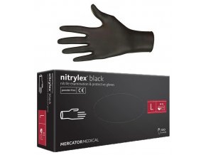 MERCATOR Nitrylex BLACK 100ks L - nitrilové rukavice pro vícenásobné použití - černé