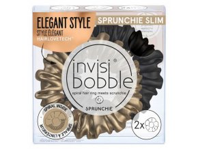 INVISIBOBBLE SPRUNCHIE SLIM True Golden 2ks - Látkové gumičky do vlasů - černá + zlatá