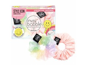 INVISIBOBBLE SPRUNCHIE SLIM Retro Dreamin‘ 2ks - Látkové gumičky do vlasů - růžová + barevná